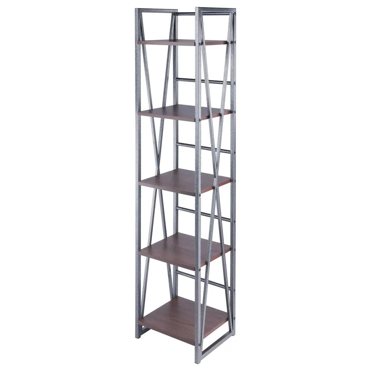 Winsome Isa 5-Tier Graphite and Walnut Wood Finish Shelf for $51.99 Shipped