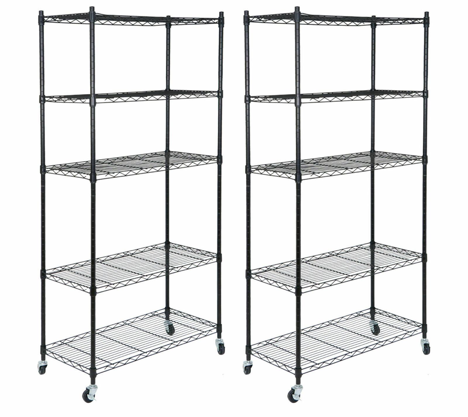 5-Tier Shelves Wire Unit Rack Large Space Storage Rolling 2 Pack for $77.02 Shipped