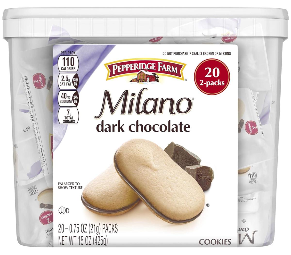 Pepperidge Farm Milano Dark Chocolate Cookies 20 Pack for $6.09