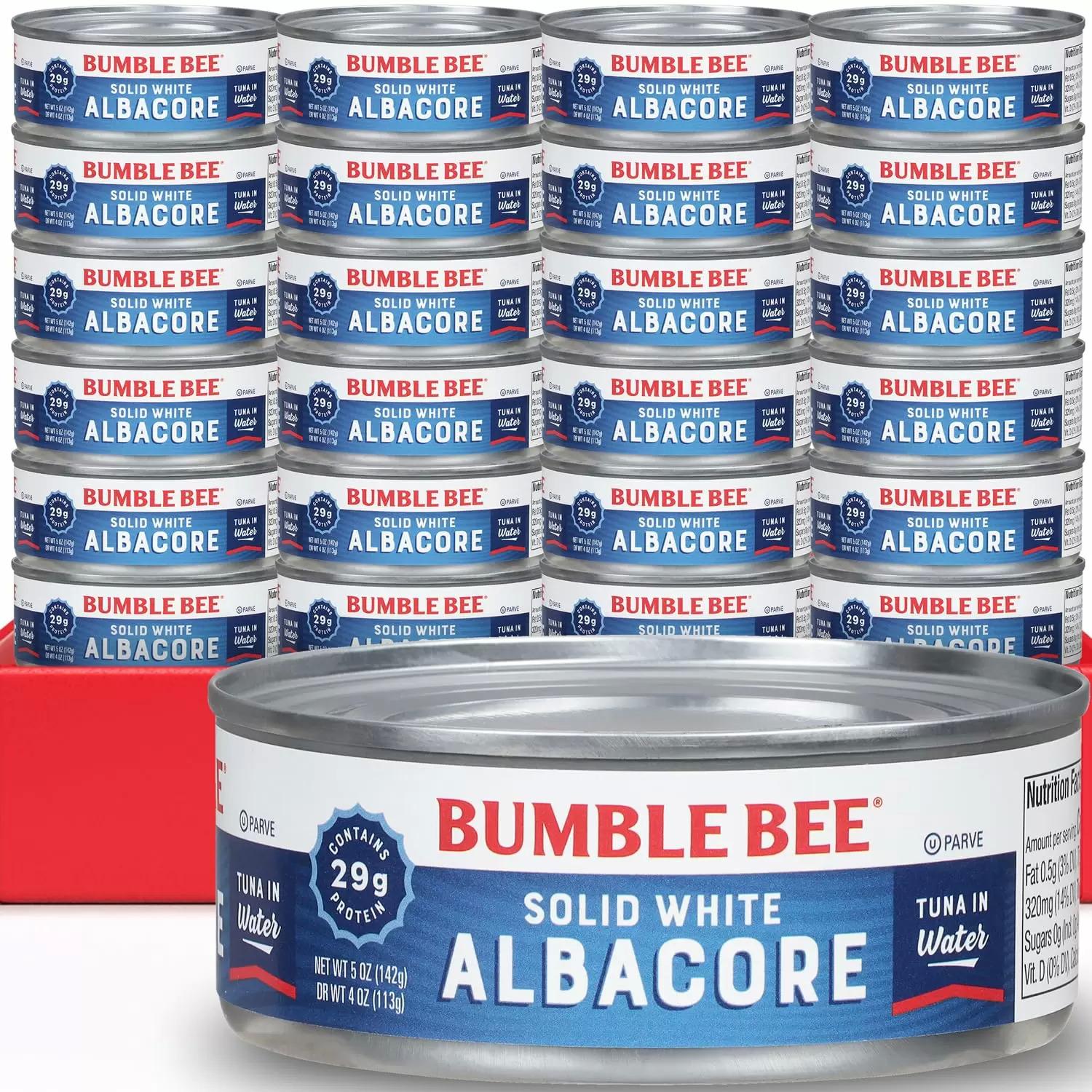 Bumble Bee Solid White Albacore Tuna in Water 24 Pack for $24.86