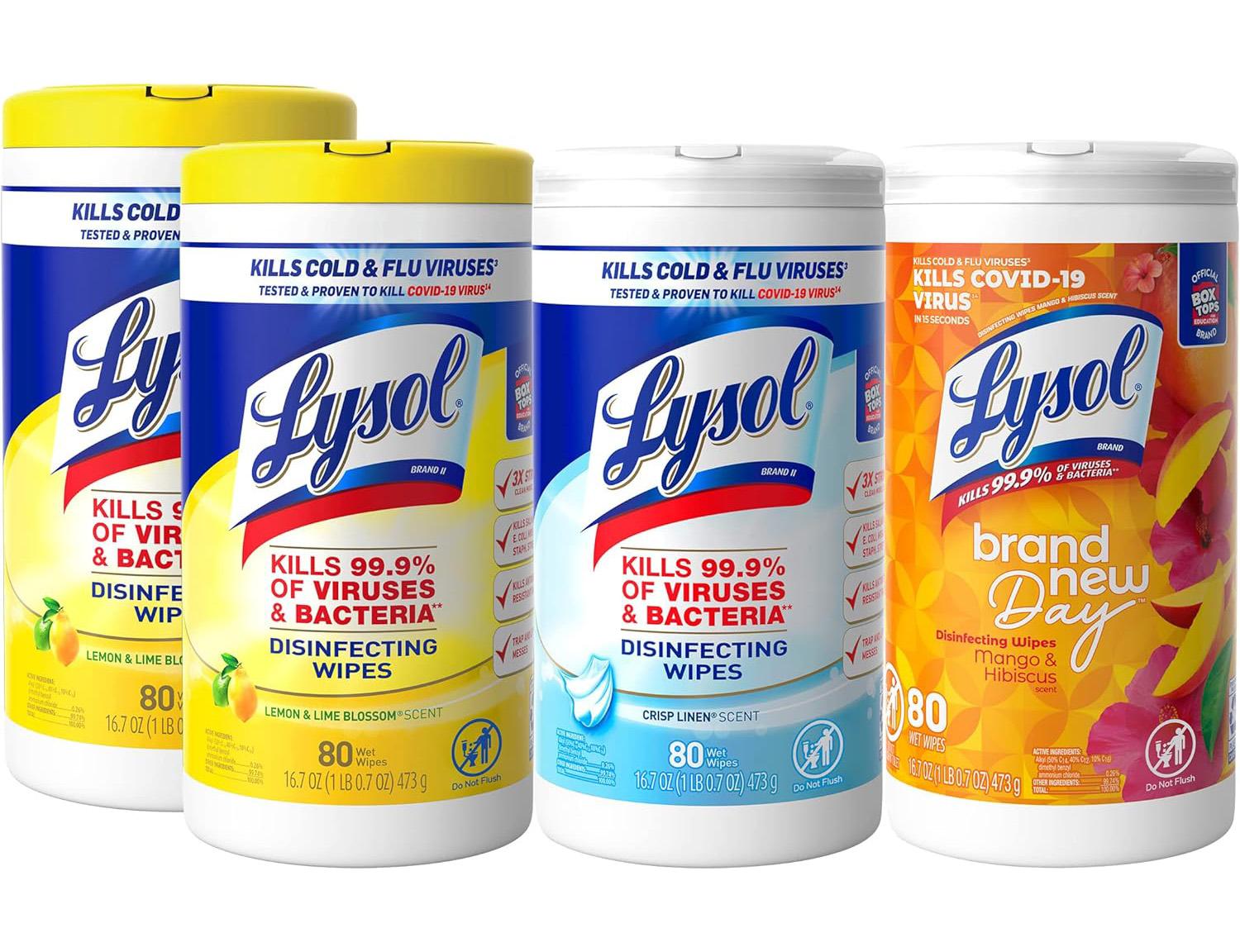 Lysol Disinfectant Wipes Bundle 4 Pack with $8 Amazon Credit for $14.22