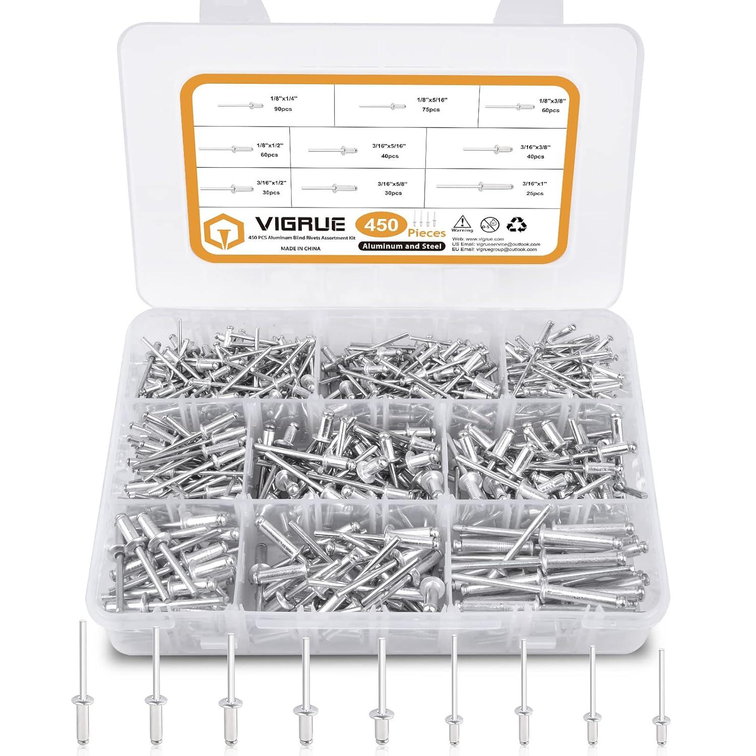 450-Piece Aluminum Pop Rivets Assortment Kit for $12.99