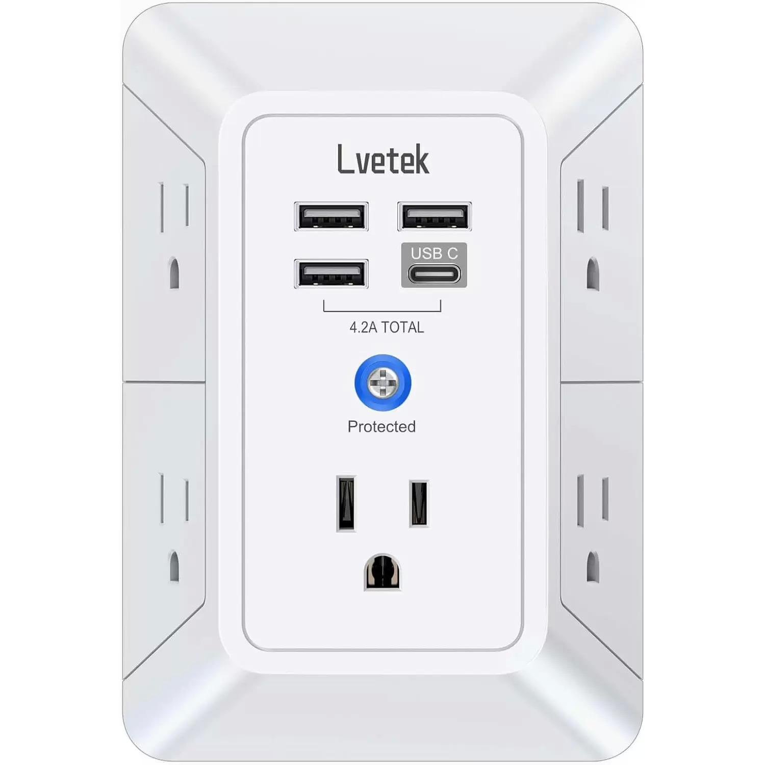 Wall Outlet Surge Protecter with USB Ports for $8.99