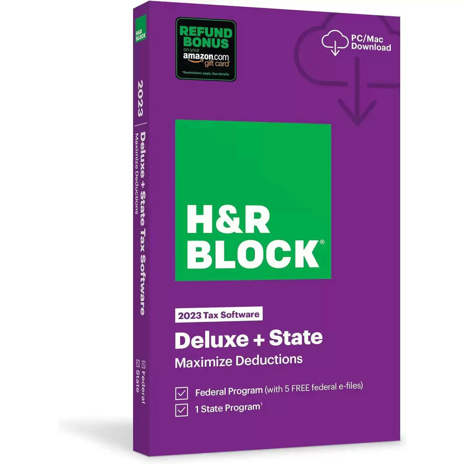 HR Block Tax Software Deluxe with State 2023 for $19.99 Shipped