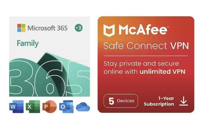 Microsoft 365 Family 15 Month with McAfee Safe Connect Secure VPN for $69.99