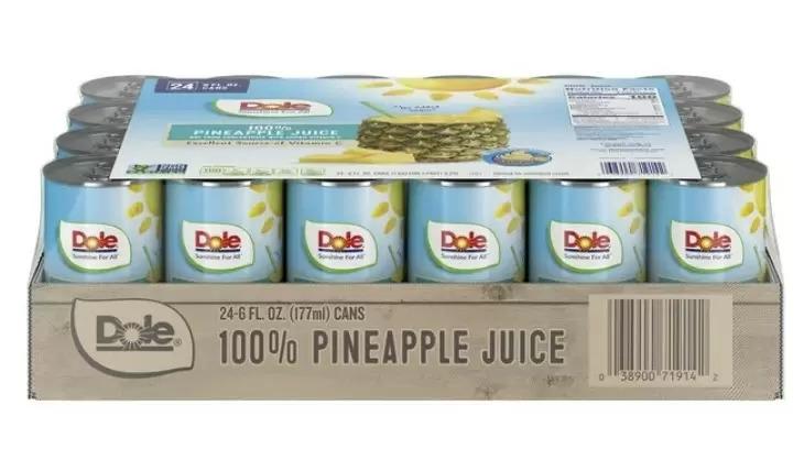 Dole All Natural Pineapple Juice Cans 24 Pack for $10.72