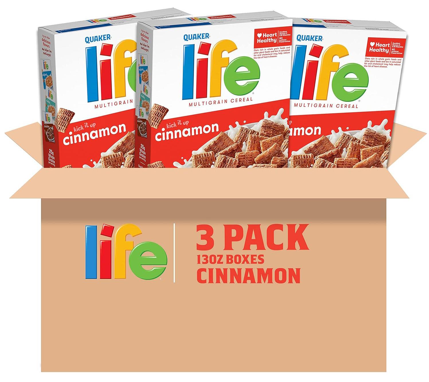 Life Breakfast Cereal Cinnamon 3 Pack for $6.78