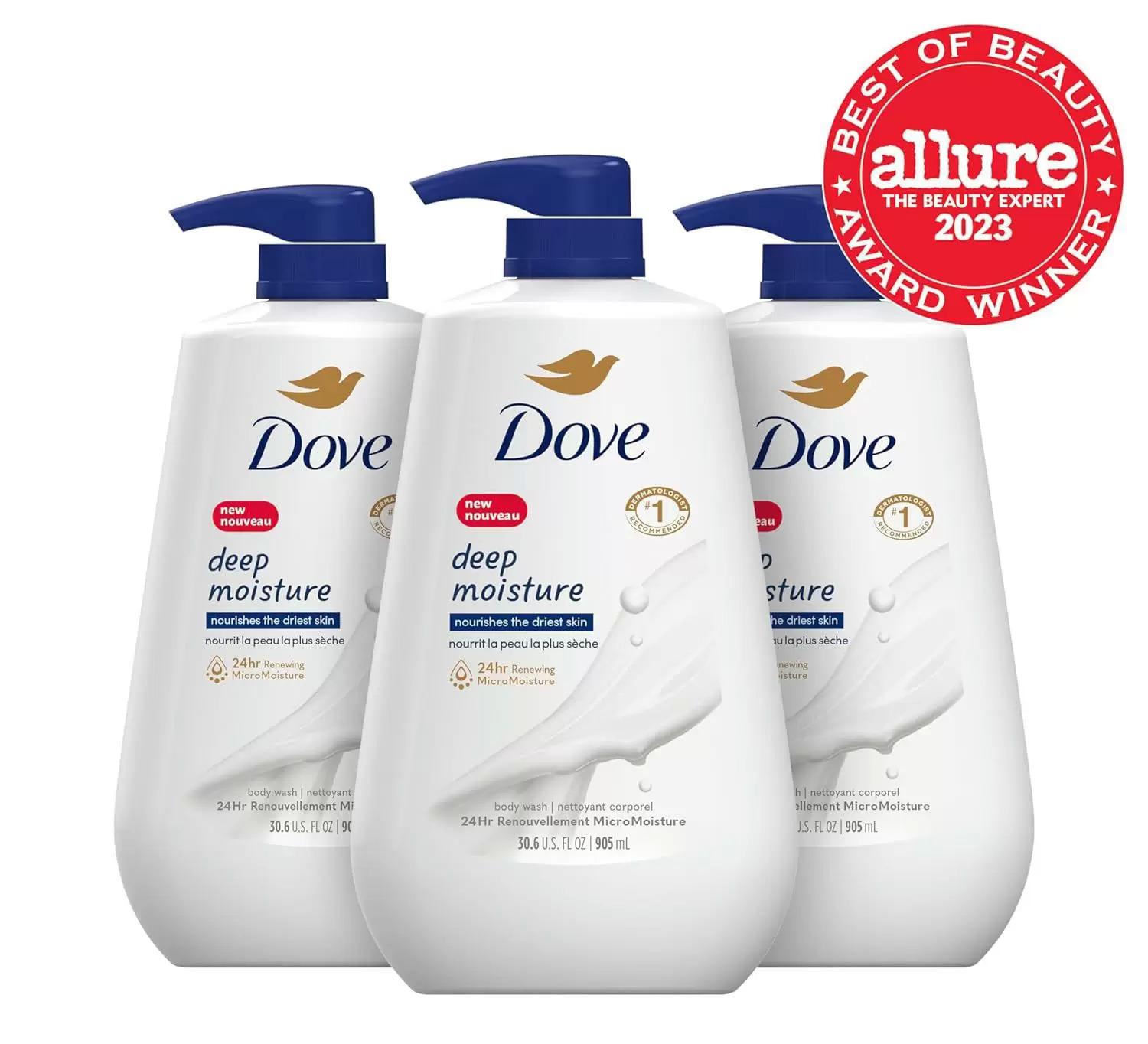 Dove Body Wash with Pump Deep Moisture 3 Pack for $15.91