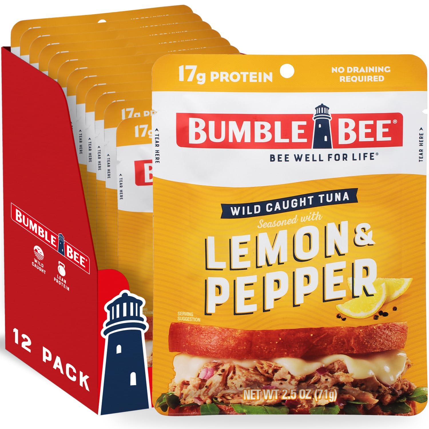 Bumble Bee Wild-Caught Tuna Pouch Lemon and Pepper 12 Pack for $8.65