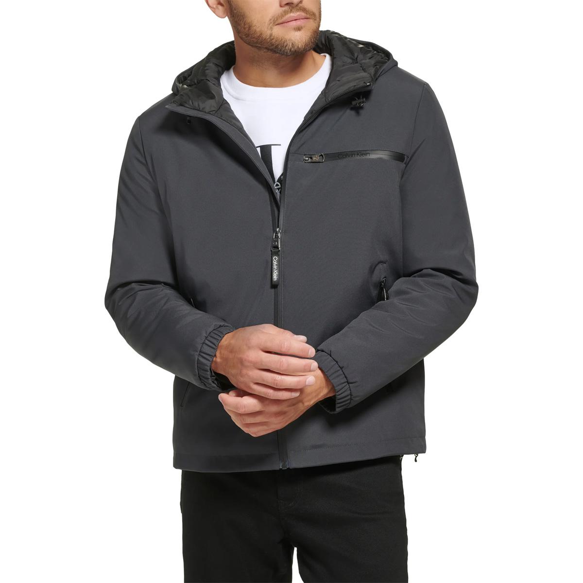 Calvin Klein Mens Water Resistant Slim Fit Hooded Jacket for $39.98