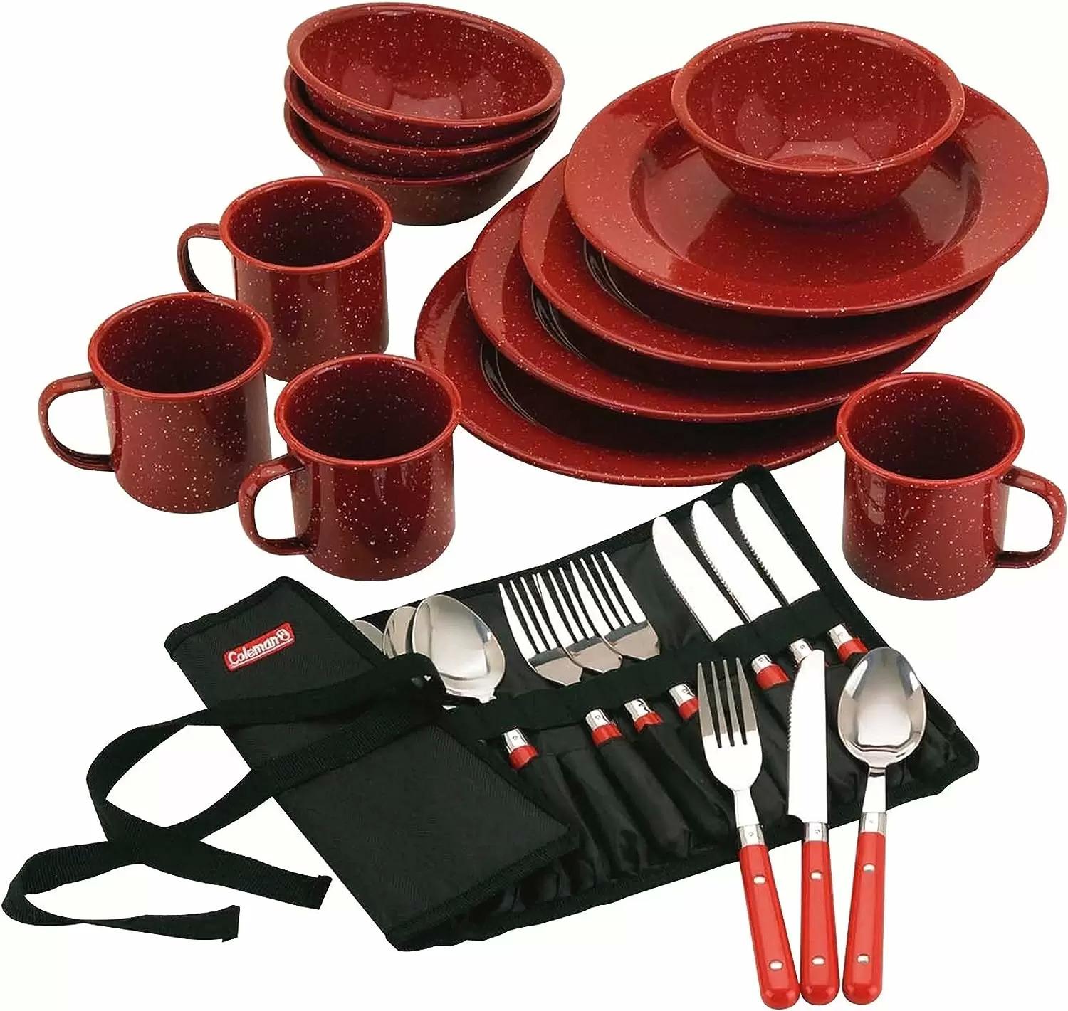 Coleman 24-Piece Enamel Dinnerware Set for $19.97