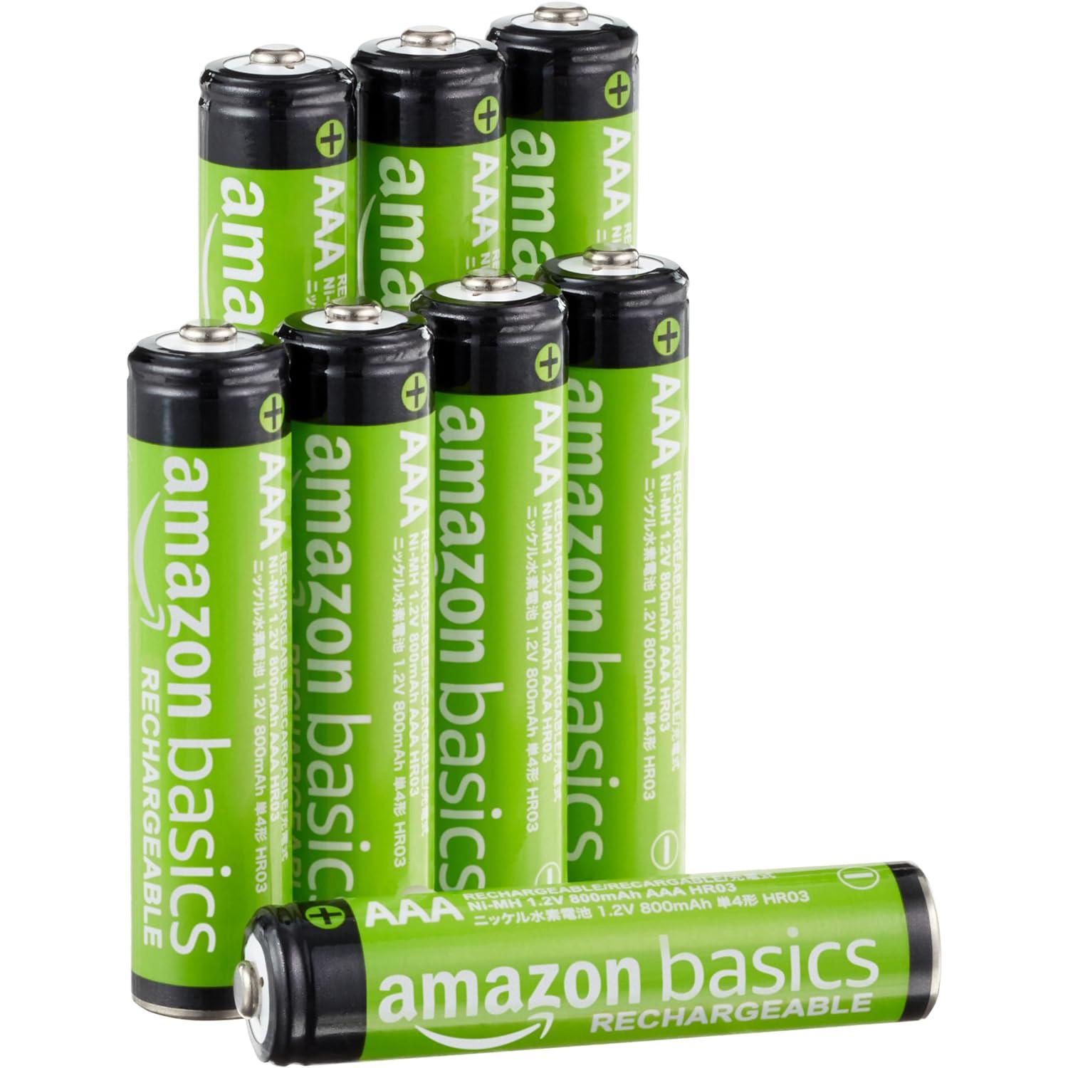 AmazonBasics 800mAh Pre-charged Rechargeable AAA Batteries 8 Pack for $5.55