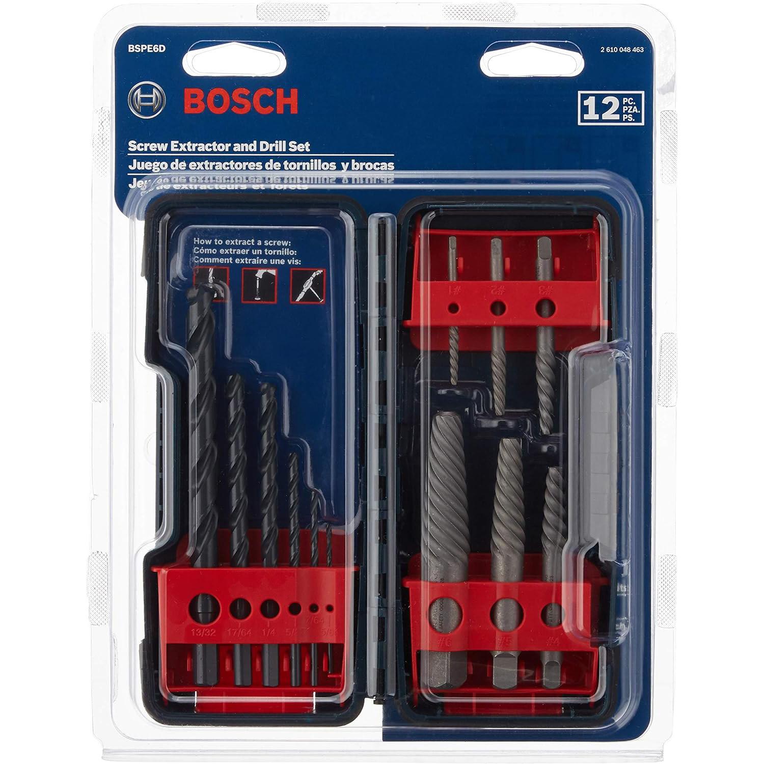 Bosch BSPE6D 12-Piece Assorted Set Spiral Flute Screw Extractor for $24.32