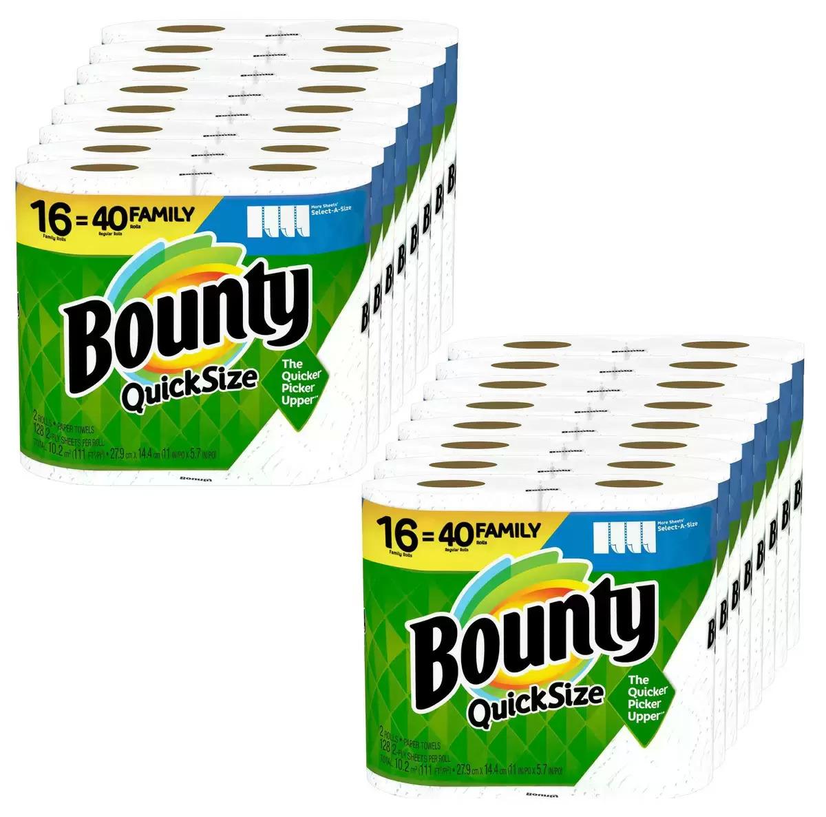 32 Bounty Quick-Size Family Paper Towels with $20 Credit for $79.63 Shipped