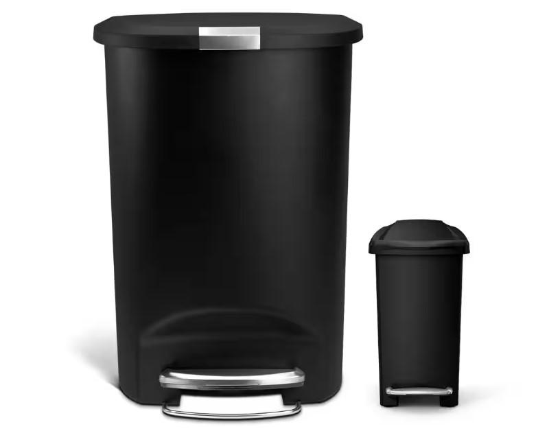 50L simplehuman Soft-Close Step-On Plastic Trash Can with 10L Can for $34.88