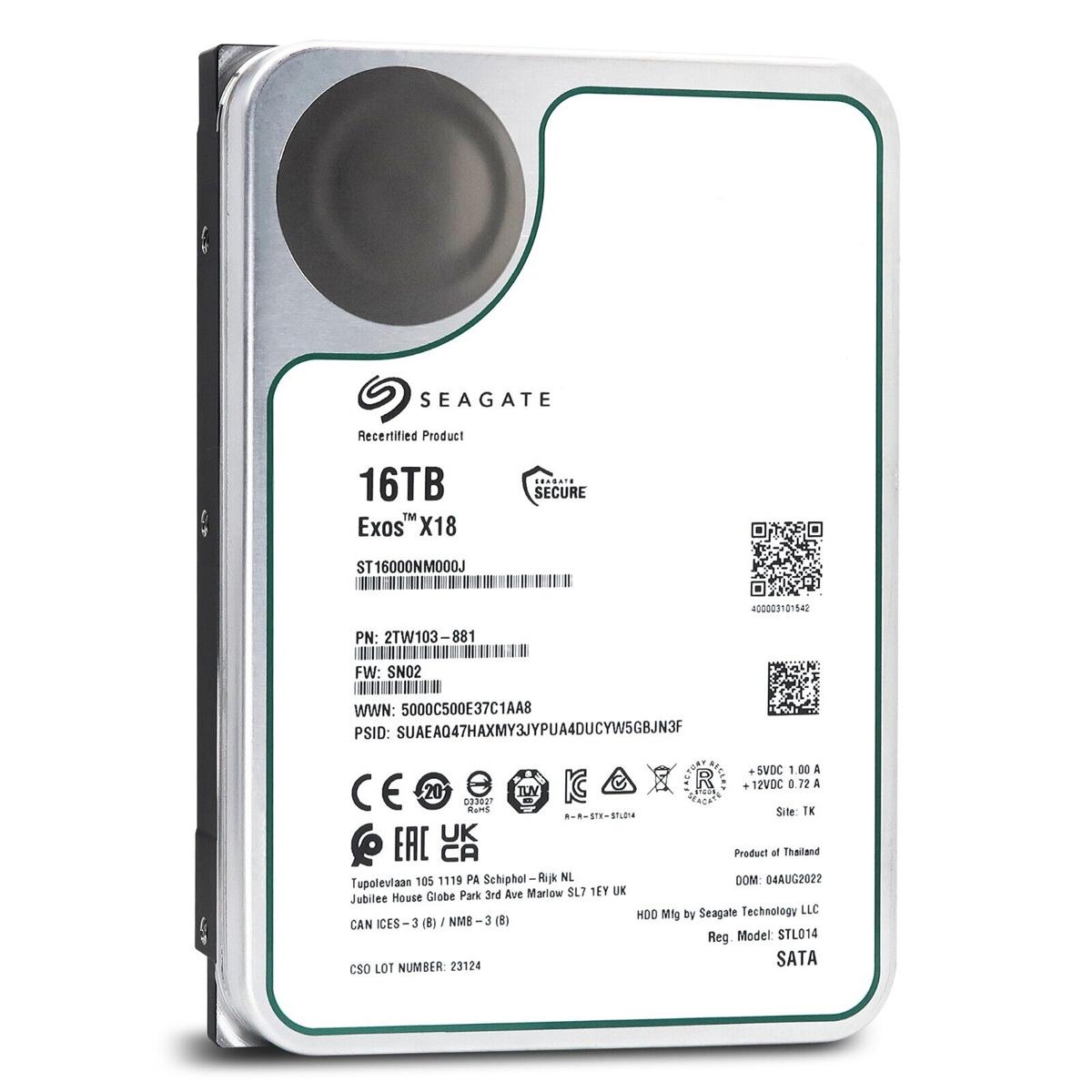 16TB Seagate Exos X18 Enterprise 7200RPM Hard Drive for $148 Shipped