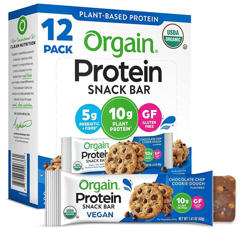Orgain Organic Plant Based Protein Bar Chocolate Chip 12 Pack for $11.69