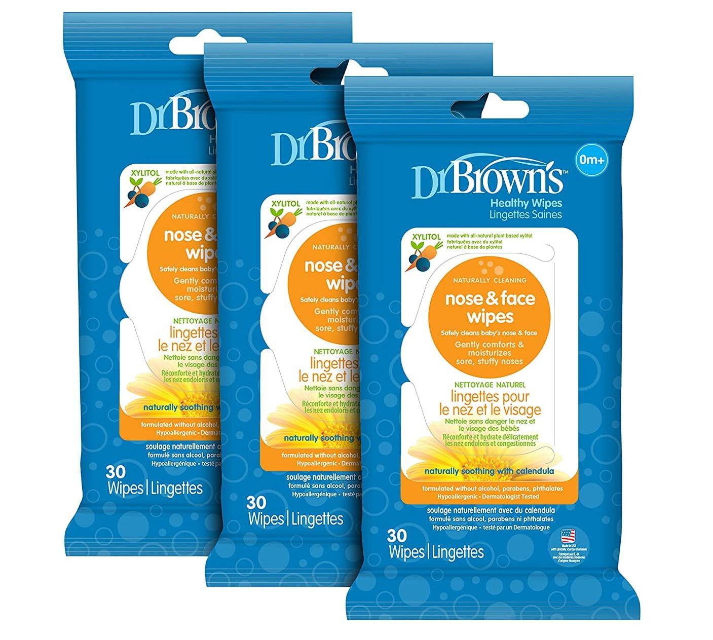 Dr Browns Healthy Nose and Face Wipes 3 Pack for $6.99