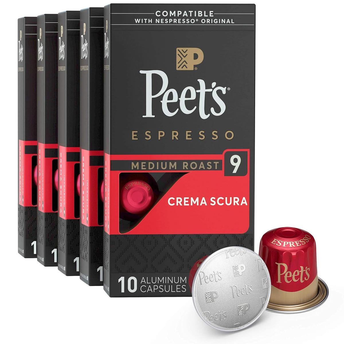 Nespresso Peets Coffee Medium Roast Espresso Intensity 9 Capsules 50 Pack for $19.16