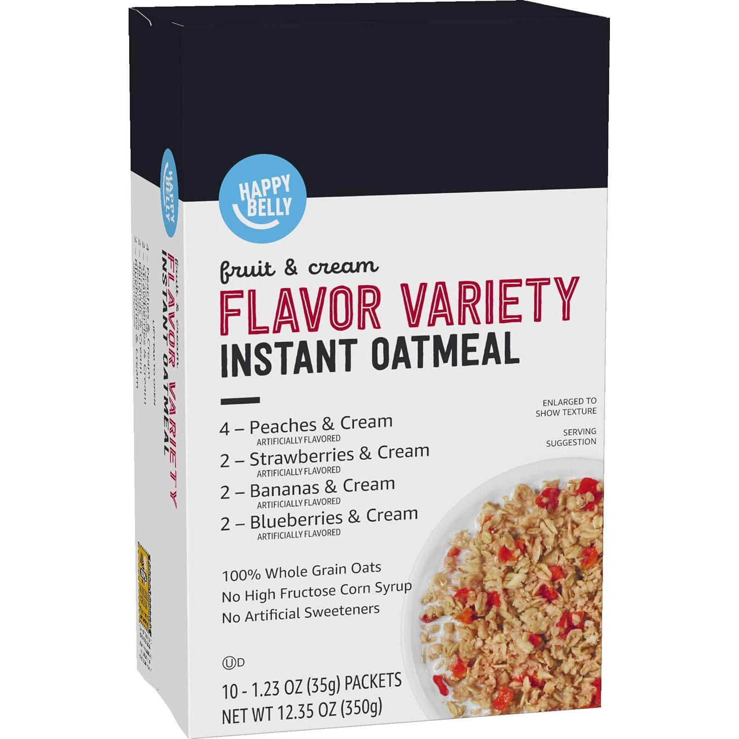 Happy Belly Instant Oatmeal Fruit and Cream Variety Packets 10 Pack for $1.65 Shipped