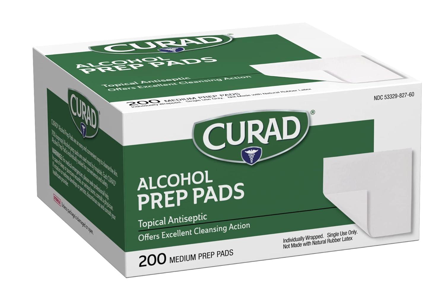 Curad Alcohol Disinfectant Prep Pads 200 Pack for $3.98