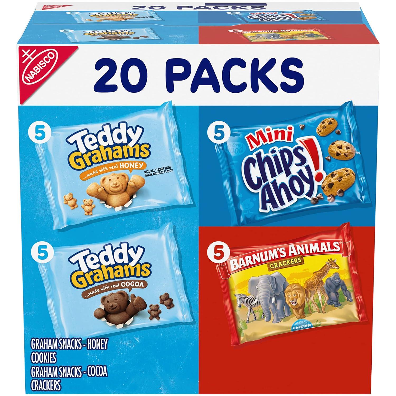 Barnums Animal Crackers Teddy Grahams and Chips Ahoy 20 Pack for $5.73