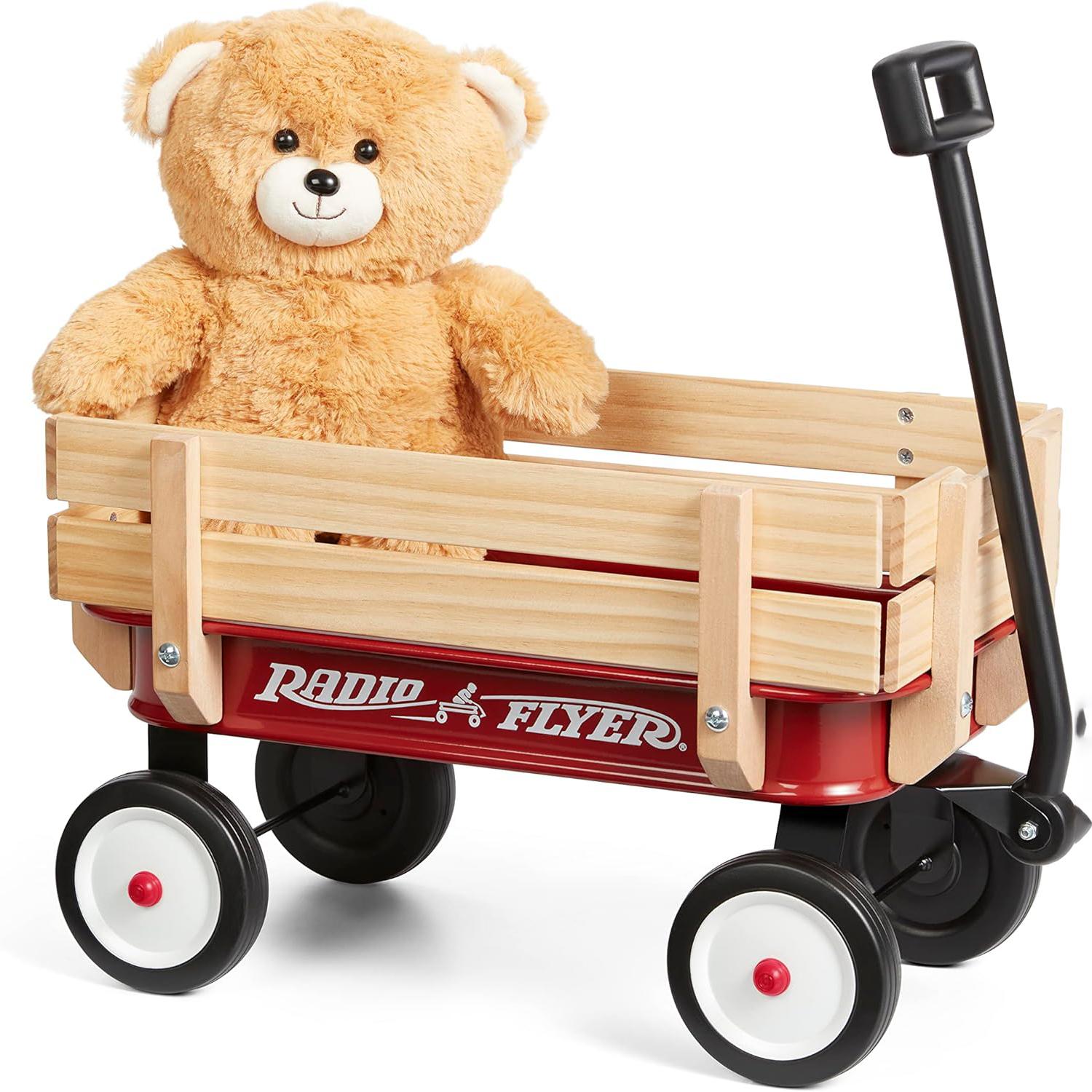 Radio Flyer My 1st Steel and Wood Toy Wagon with Teddy Bear for $32.44