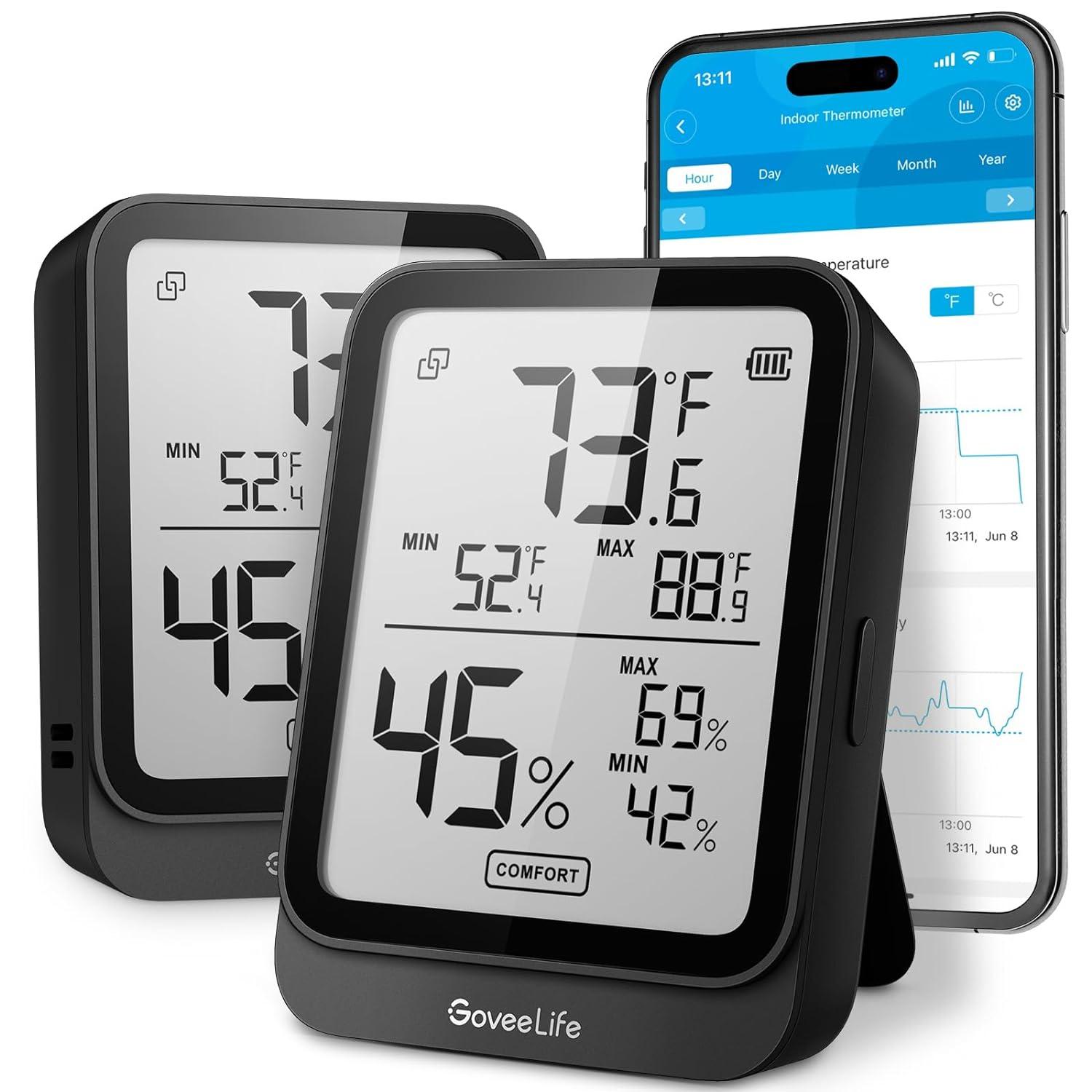 GoveeLife Hygrometer Thermometer Room Temperature Monitor 2 Pack for $17.67