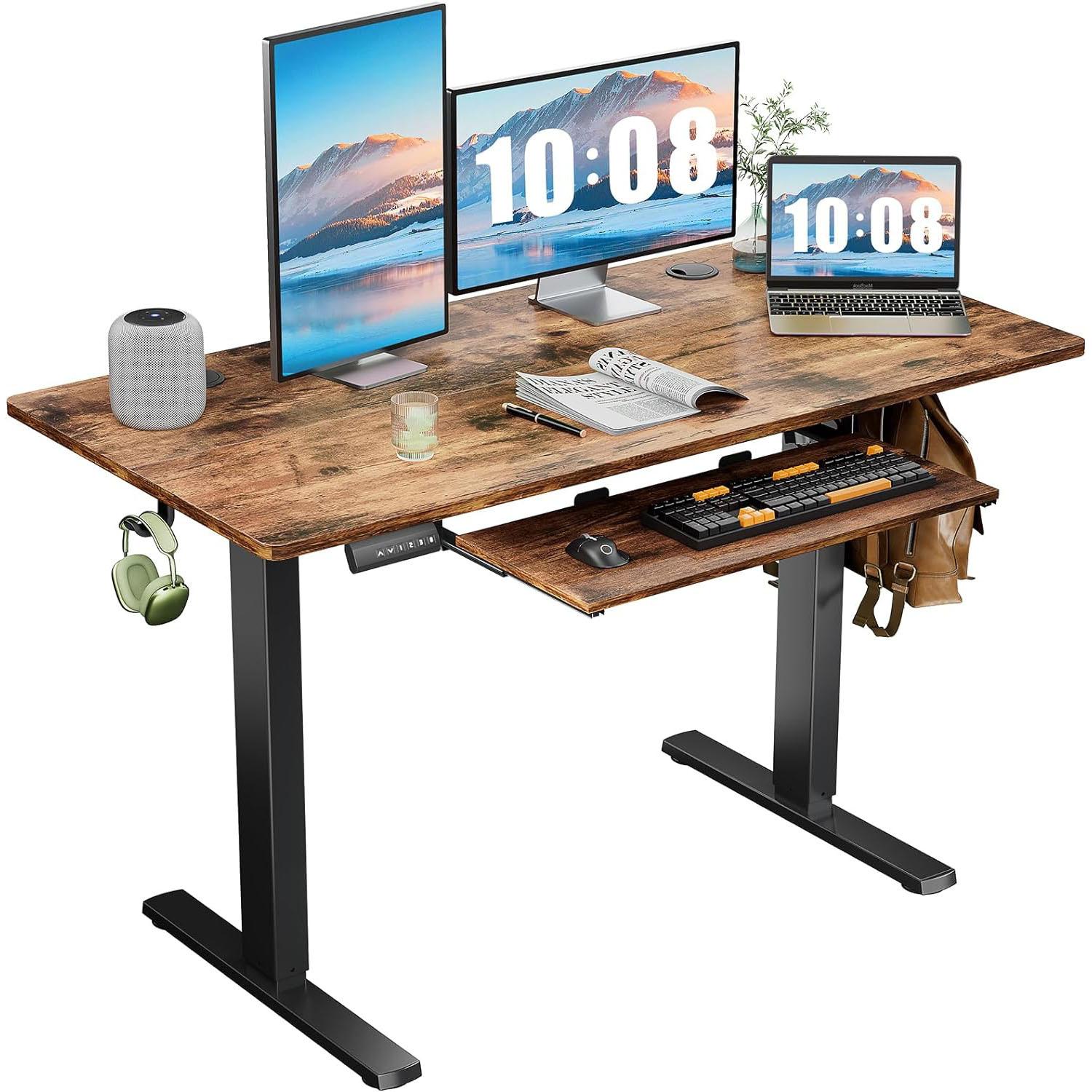 Standing Electric Adjustable Desk with Keyboard Tray for $79.47 Shipped