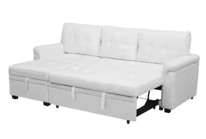Homestock 78in Stylish Reversible Velvet Sleeper Sectional Sofa for $360.05 Shipped