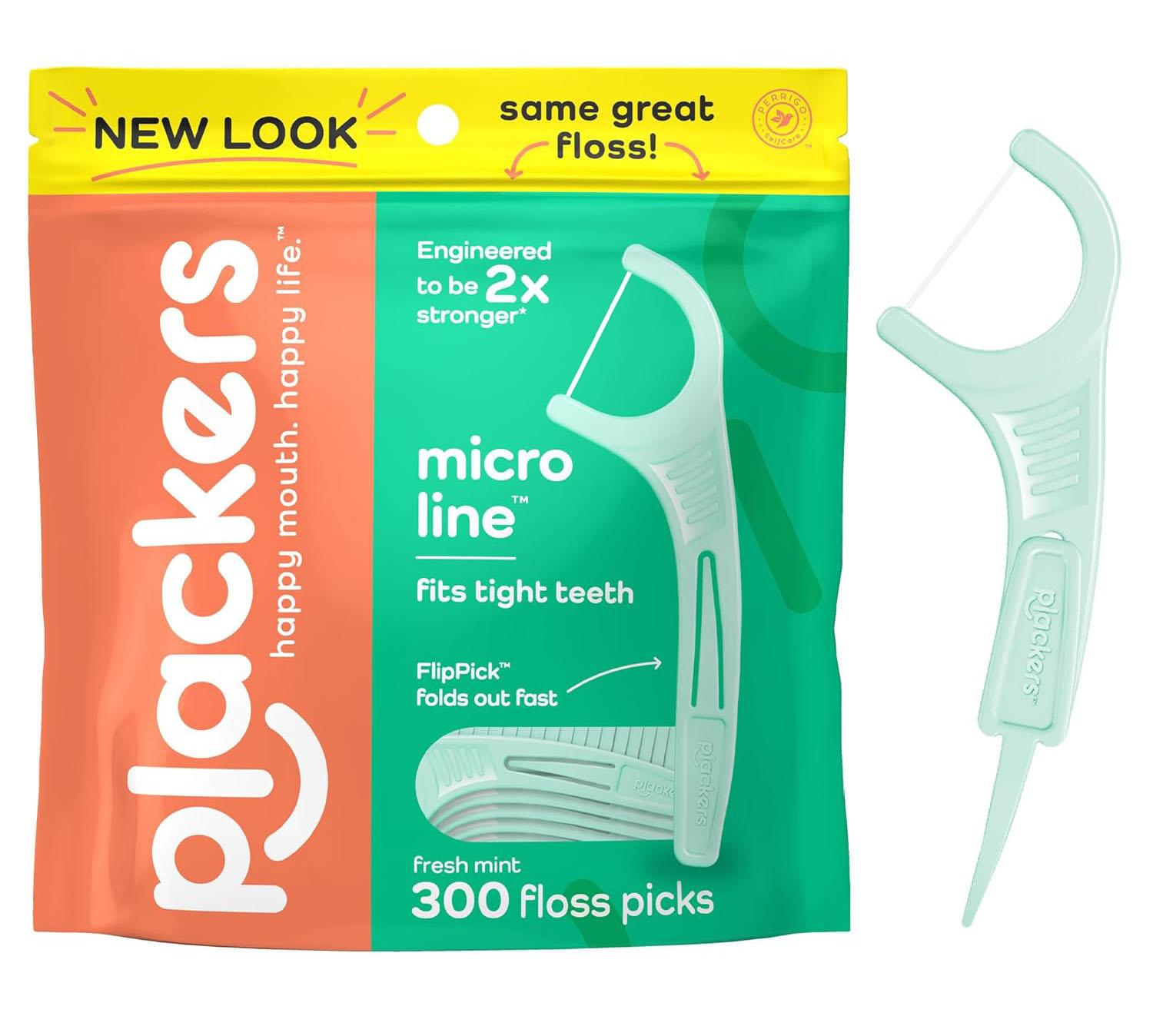 Plackers Micro Line Dental Floss Picks 300 Pack for $5.76