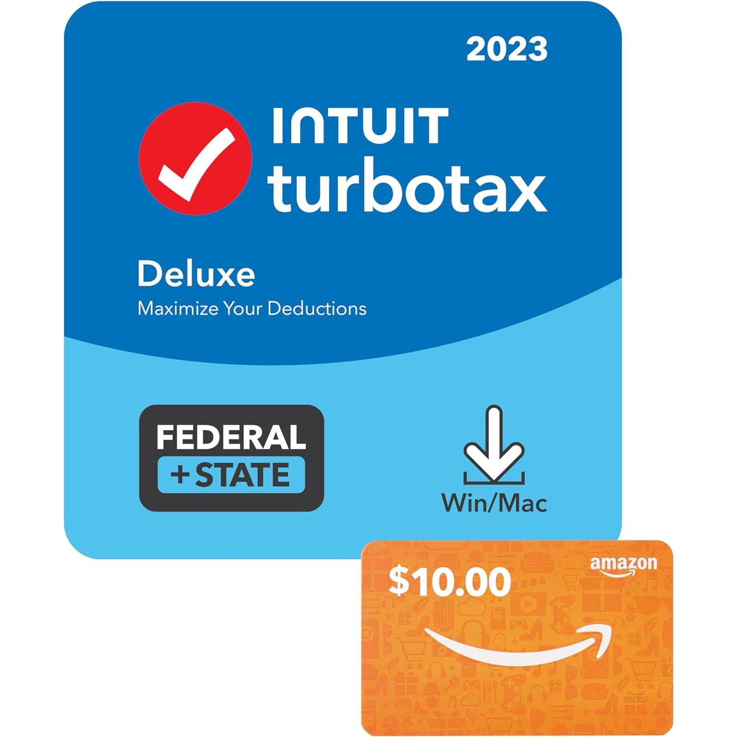 TurboTax Deluxe and State 2023 with $10 Gift Card for $44.99 Shipped
