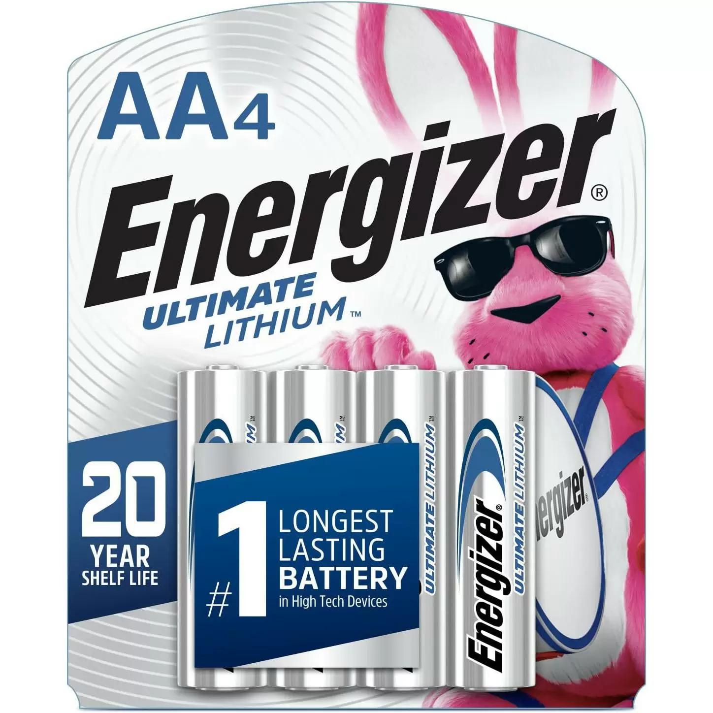 Energizer AA Ultimate Lithium Batteries 4 Pack for $8.96
