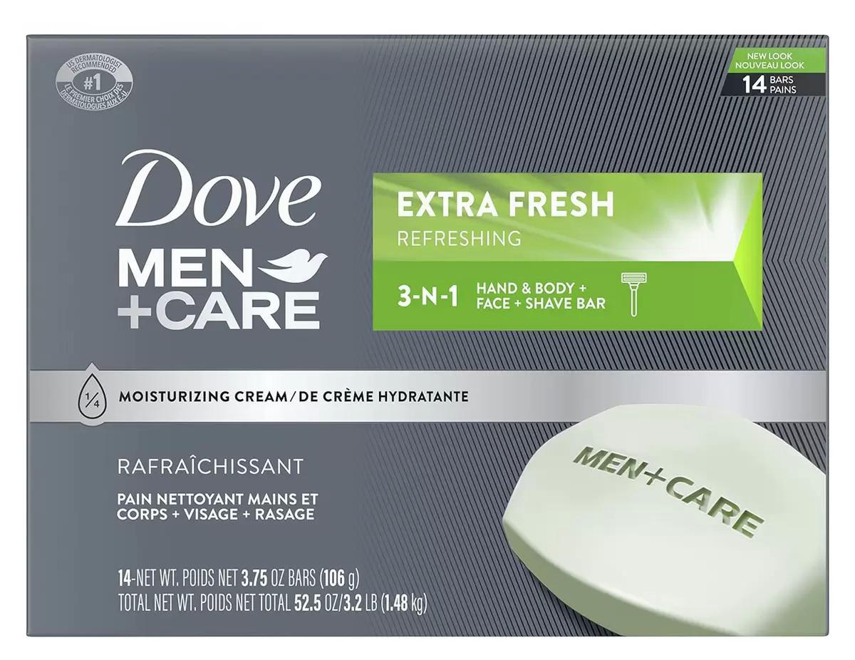 Dove Men+Care 3 in 1 Cleanser Bars 14 Pack for $8.73