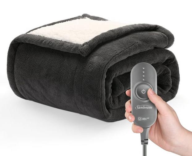 Sunbeam Heated Electric Microplush Throw Blanket for $12.97