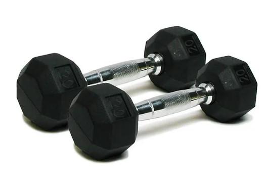 20lbs Well-Fit Rubber and Cast Iron Hex Dumbbells for $25