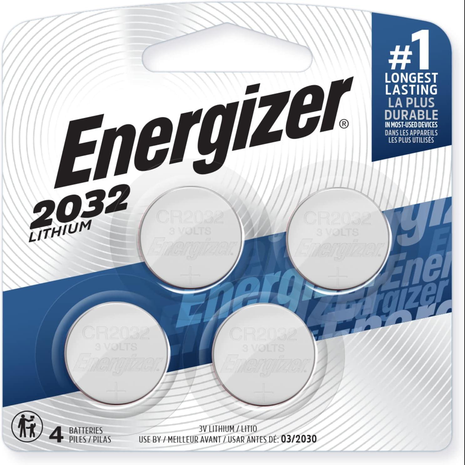 Energizer CR2032 3V Lithium Coin Batteries 4-Pack for $3.77