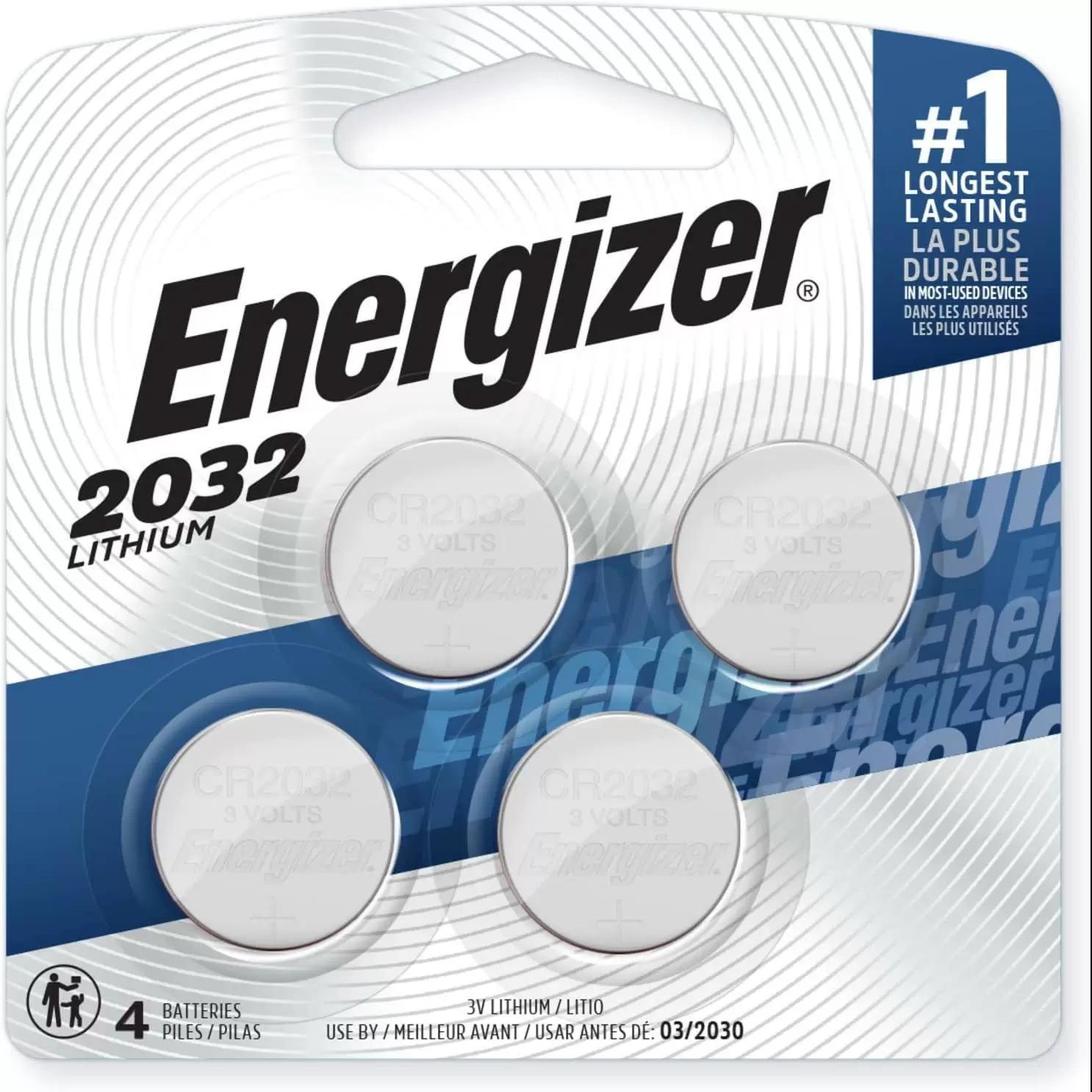 Energizer CR2032 3V Lithium Coin Batteries 4-Pack for $4.24