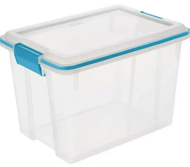 Sterilite 20 Quart Clear Gasket Box with Blue Latches for $6.97
