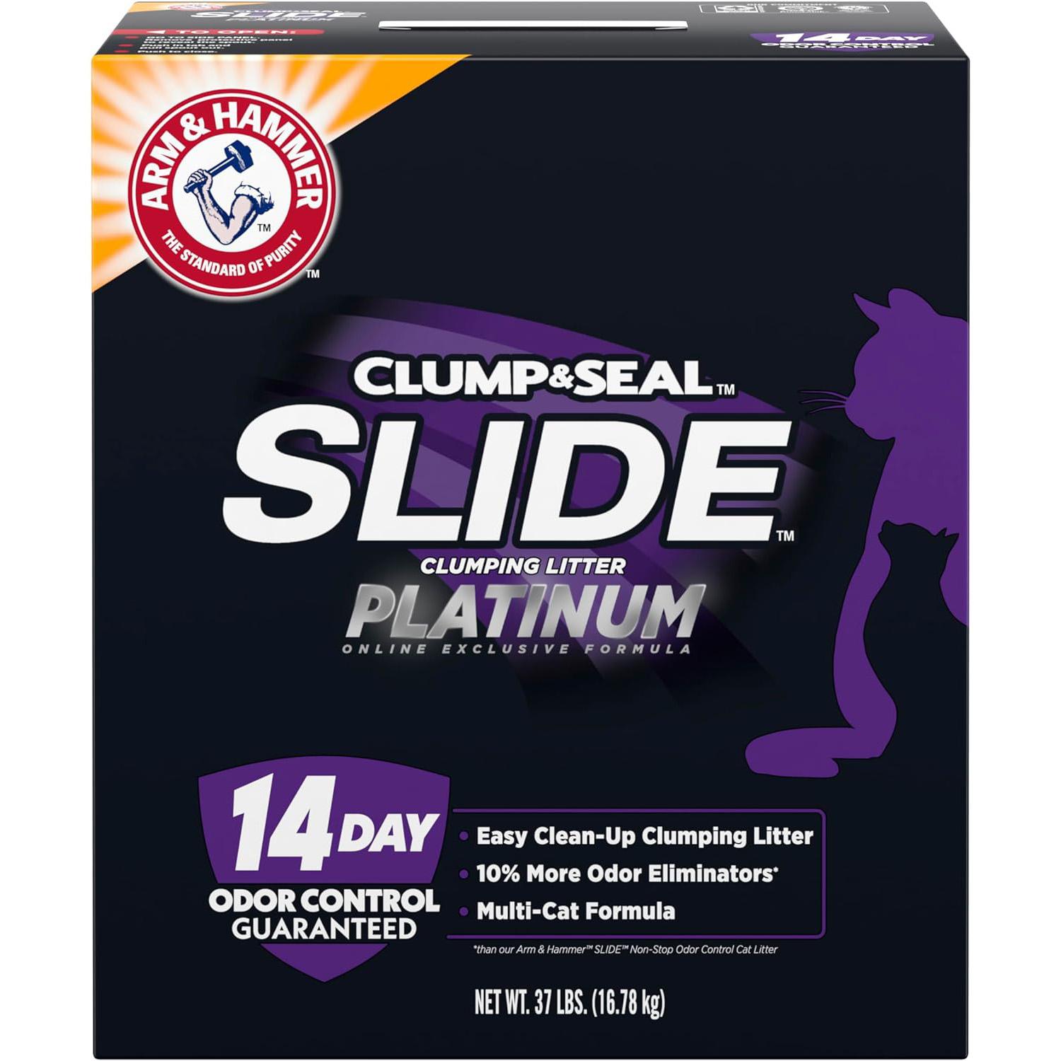 Arm and Hammer Platinum Slide Easy Clean Clumping Cat Litter 37lbs for $21.80
