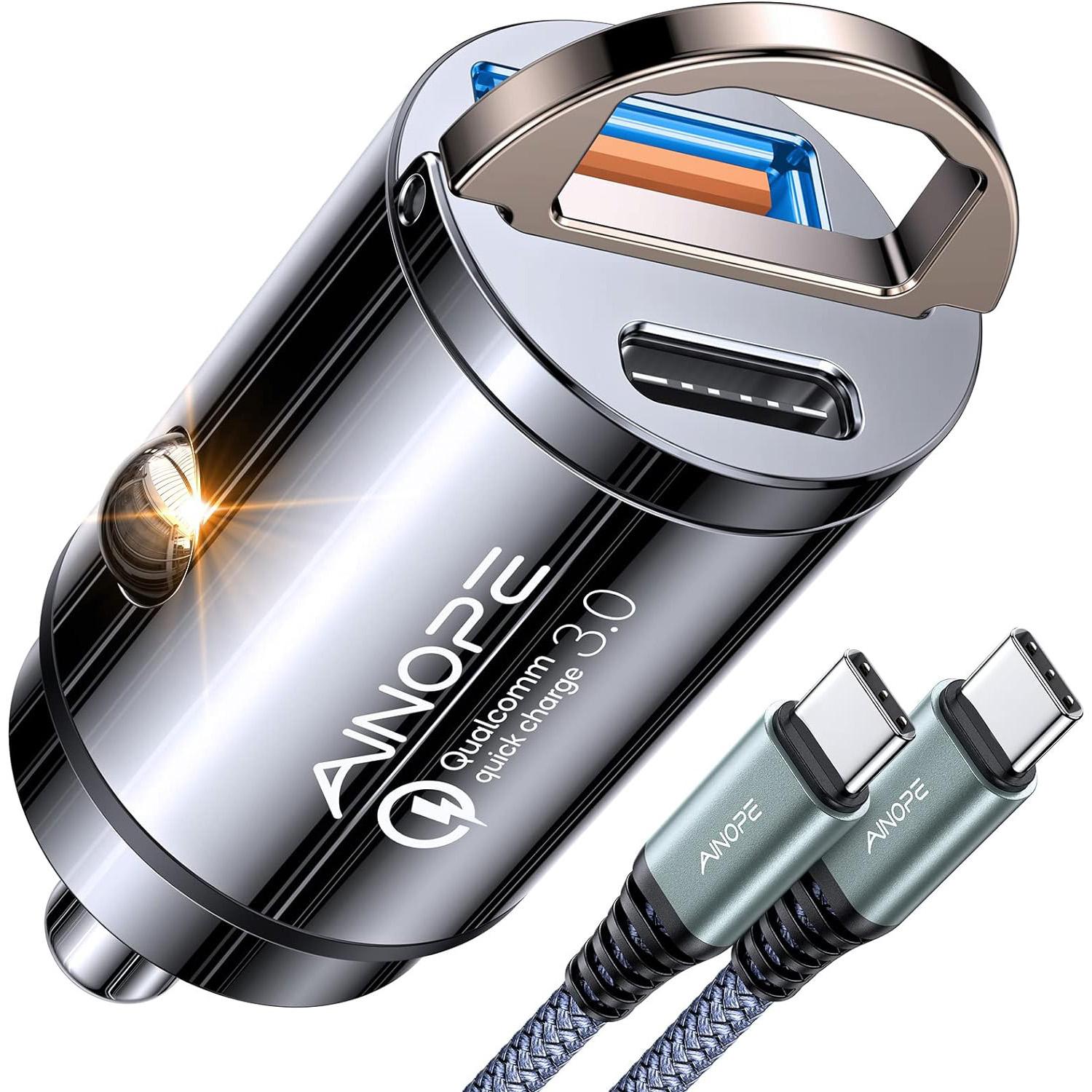 Ainope 90W USB and USB-C Car Charger for $8.95