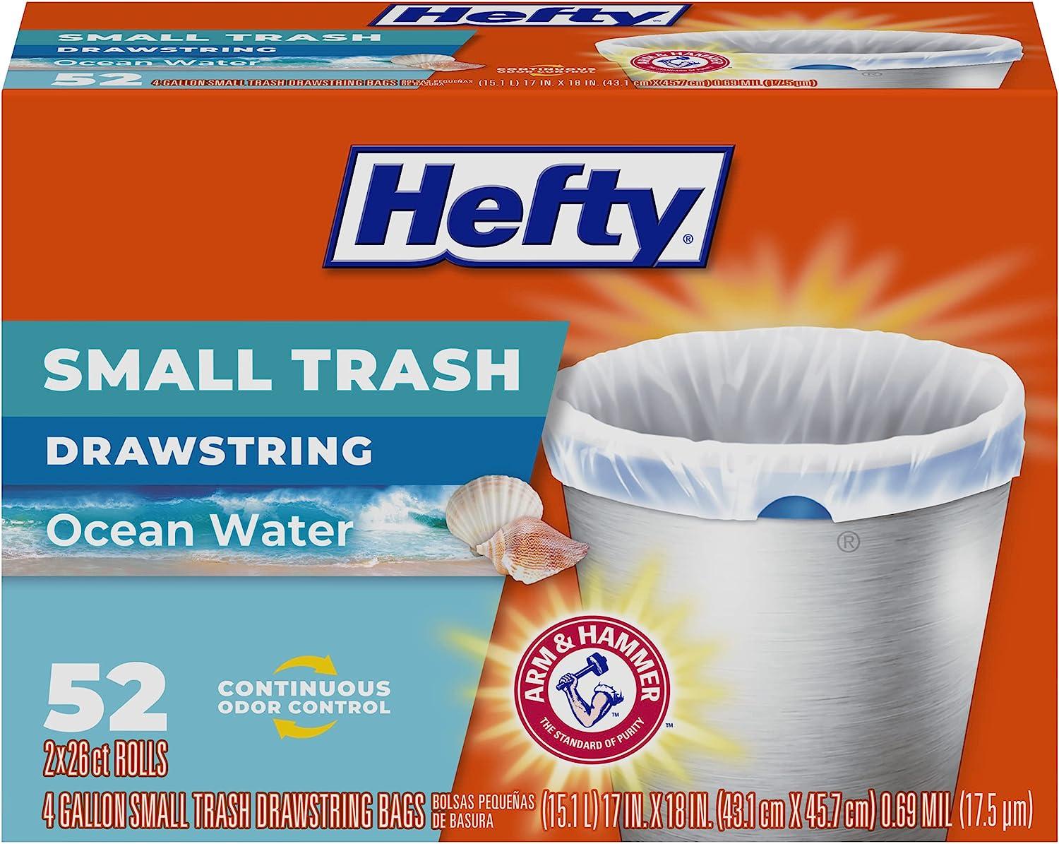 Hefty 4-Gallon Small Trash Bags 52 Pack for $5.25