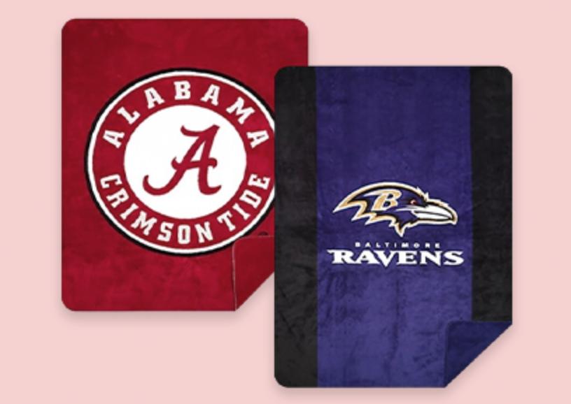 Denali NFL and NCAA College Team Fleece Blankets for $21.99