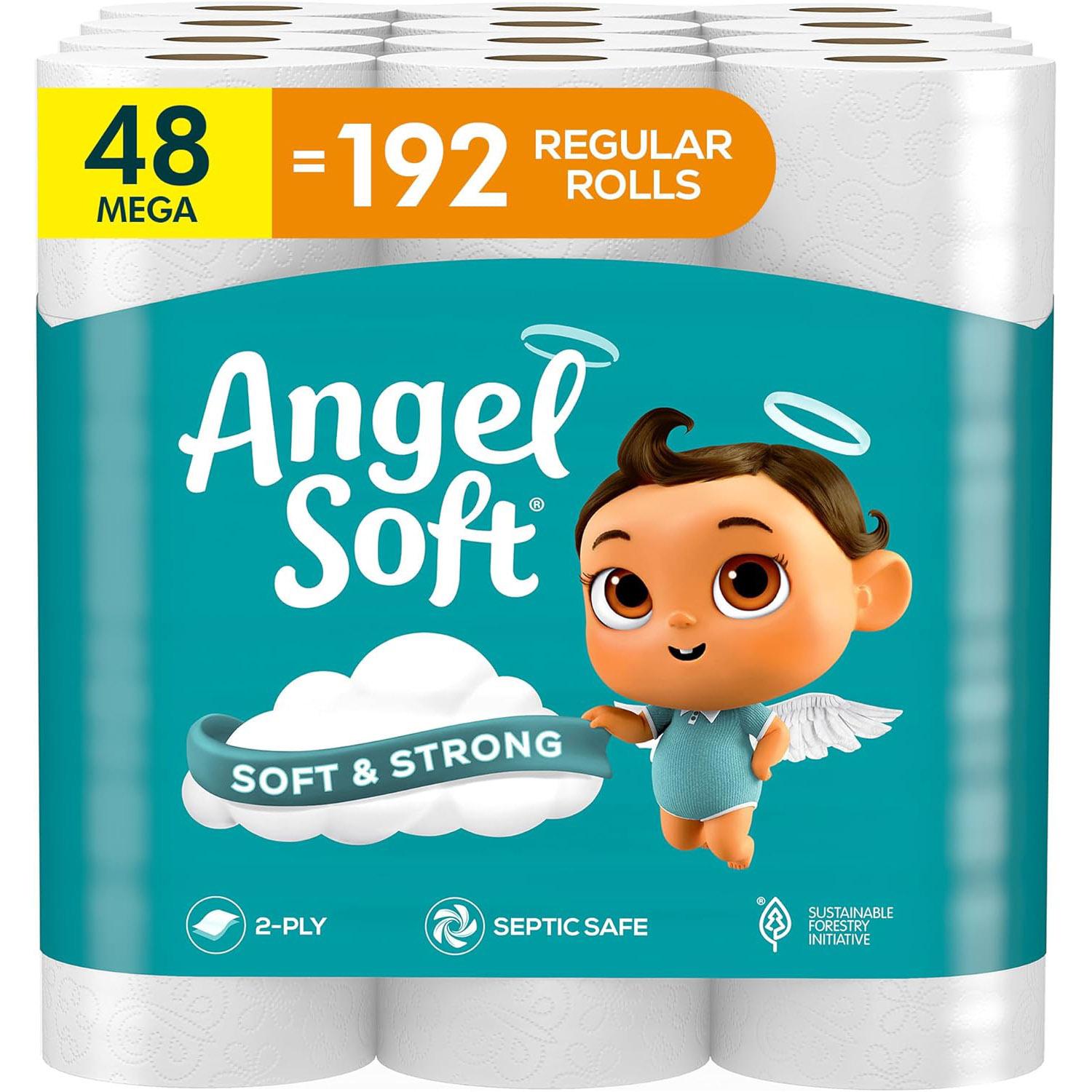 Angel Soft Toilet Paper 48 Mega Rolls with $4.80 in Credits for $30.92