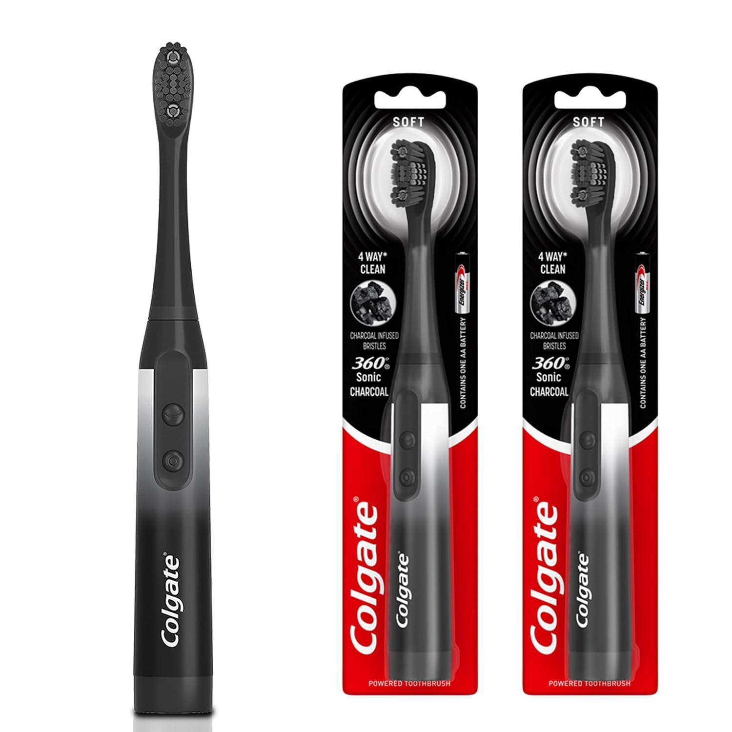 Colgate 360 Charcoal Sonic Powered Battery Toothbrush 2 Pack for $7.98