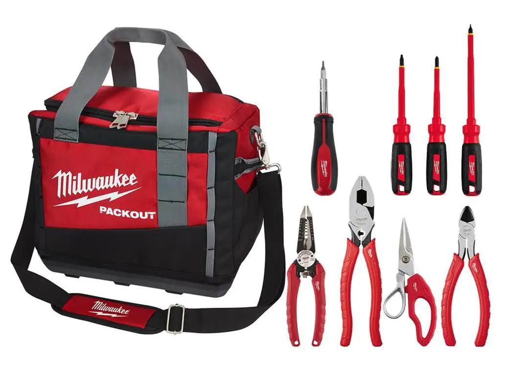 Milwaukee 15in Packout Tool Bag & Electrician Hand Tool Set for $99 Shipped