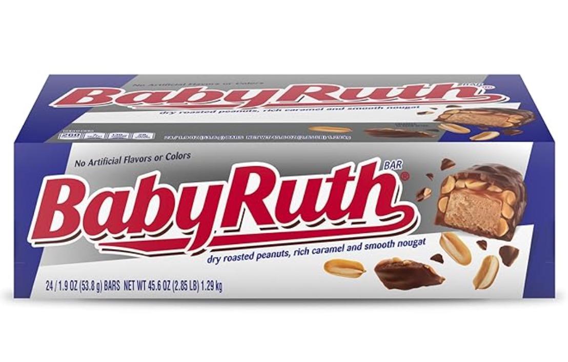 Baby Ruth Chocolatey Peanut Caramel Nougat Candy Bars 24 Pack for $15
