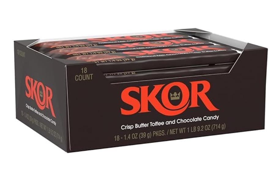 Skor Crisp Butter Toffee and Chocolate Candy Bars 18 Pack for $14.68