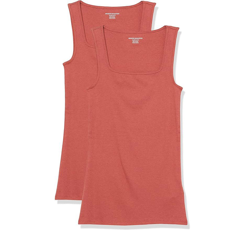 Amazon Essentials Womens Slim Fit Square Neck Tank 2 Pack for $5.90