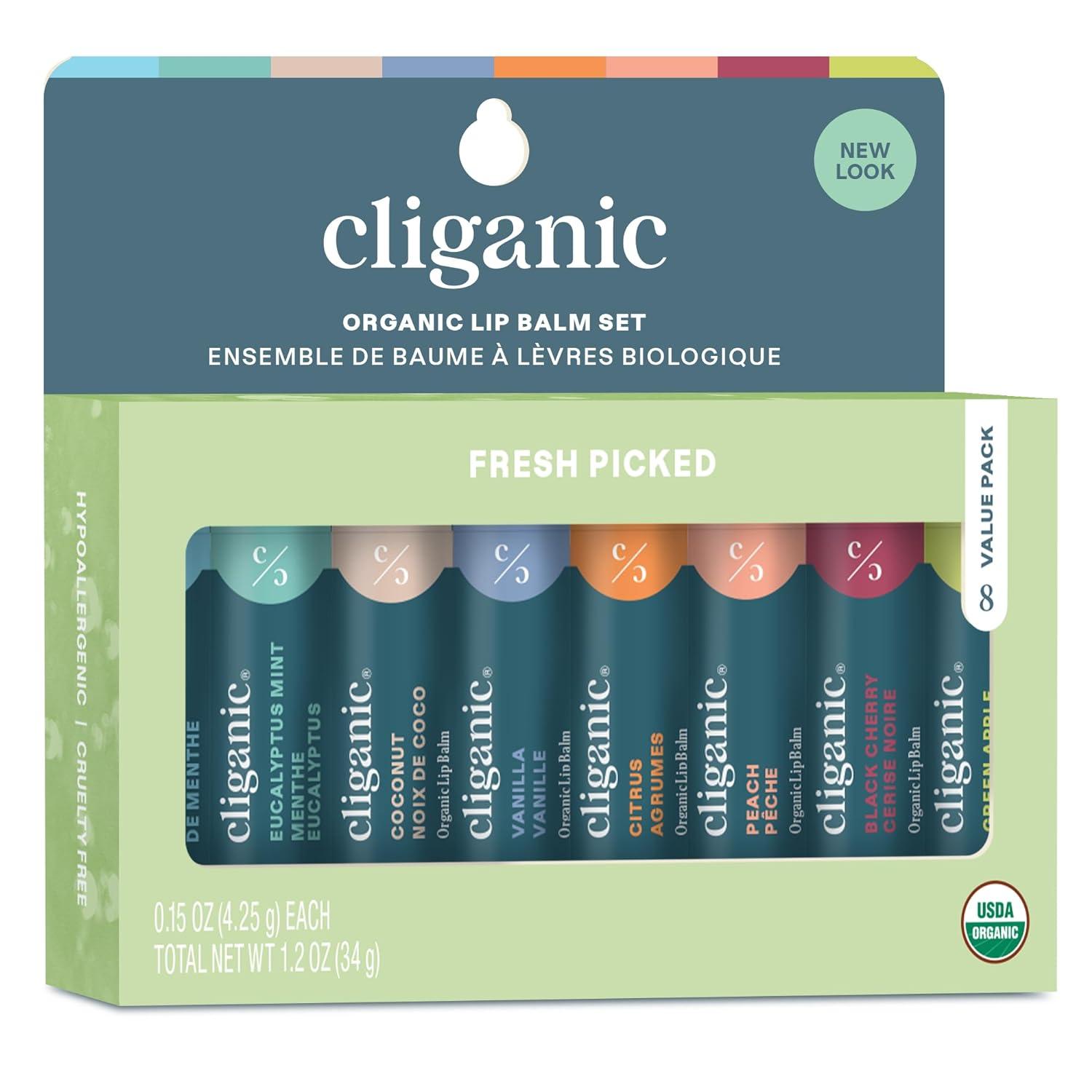 Cliganic Organic Lip Balm 8 Pack for $6.99